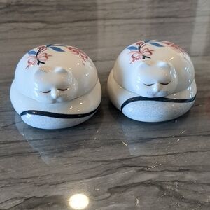 Vintage Porcelain Cat Trinket Dishes